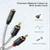 CableCreation 3.5mm Female to 2RCA Male Stereo Audio Cable, RCA to 3.5mm Female Y Splitter Gold Plated for TV, Smartphones, MP3, Tablets, Speakers, Home Theater, 0.75FT view 2