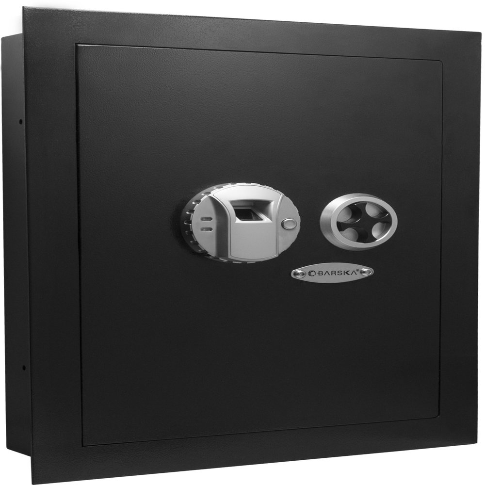 Barska Biometric Fingerprint Wall Safe with Adjustable Shelves Steel Security Safe with Pry-Resistant Deadbolts, Mountable for Home, Office, and Business Use - In wall safe - Hidden Safe Cabinet