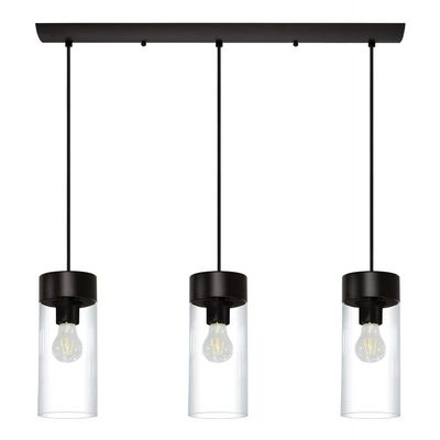 EGLO Lighting 202128A Three Light Linear Pendant, Matte Black, 72.00x27.88x4.38