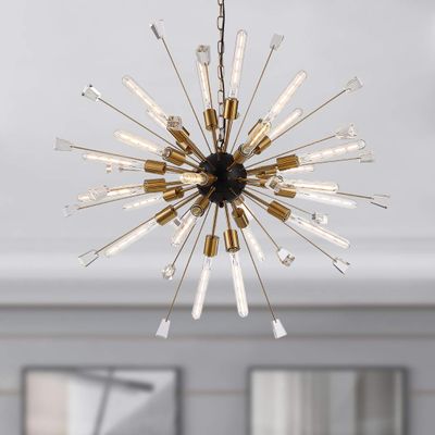 LORELLER Decomust 40" Large Mid Century Modern Sputnik Light Fixture/Italian Starburst Chandelier (Gold)