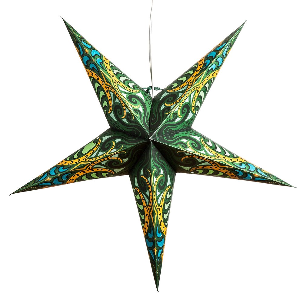 Green Obsession Paper Star Lantern with 12 Foot Power Cord Included