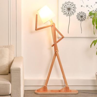 HROOME Cool Corner Reading Tall Wood Floor Lamp, LED Bulb Included, Ash