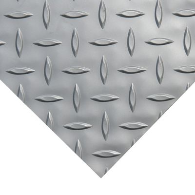 Rubber-Cal Diamond-Plate Metallic PVC Flooring - 2.5mm x 4ft x 10ft, Silver