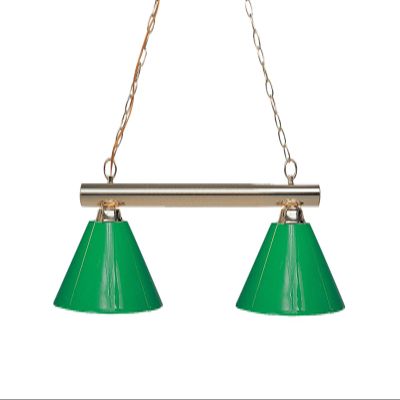 Z-Lite 155-2PB-PGR Sharp Shooter Two Light Billiard, Metal Frame, Polished Brass Finish and Plastic Green Shade of Plastic Material