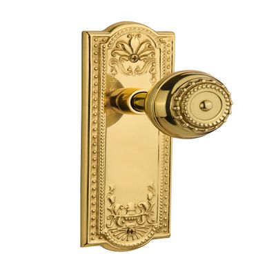 Nostalgic Warehouse Meadows Plate with Meadows Knob, Passage - 2.375", Polished Brass