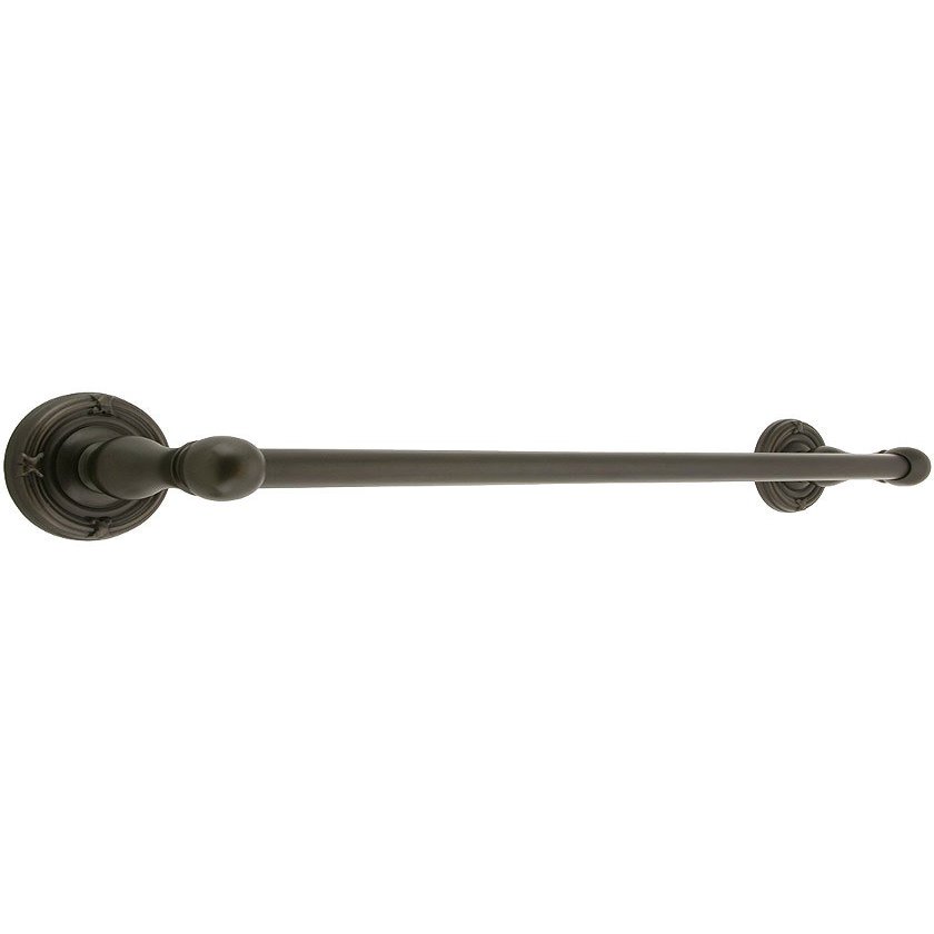 18" Brass Towel Bar with Ribbon and Reed Rosettes in Oil Rubbed Bronze