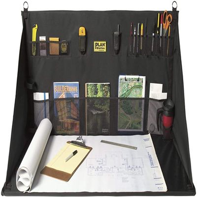 Plan Station PRO WS3800 Portable Standing Desk, Workbench, Station, Storage for Jobsite, Garage, Office, Shop, Hanging Work Surface, Black