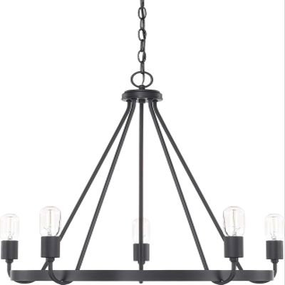 HomePlace by Capital Lighting 420061MB Tanner Urban/Industrial Round Chandelier, 5-Light 500 Total Watts, 25" H x 27" W, Matte Black