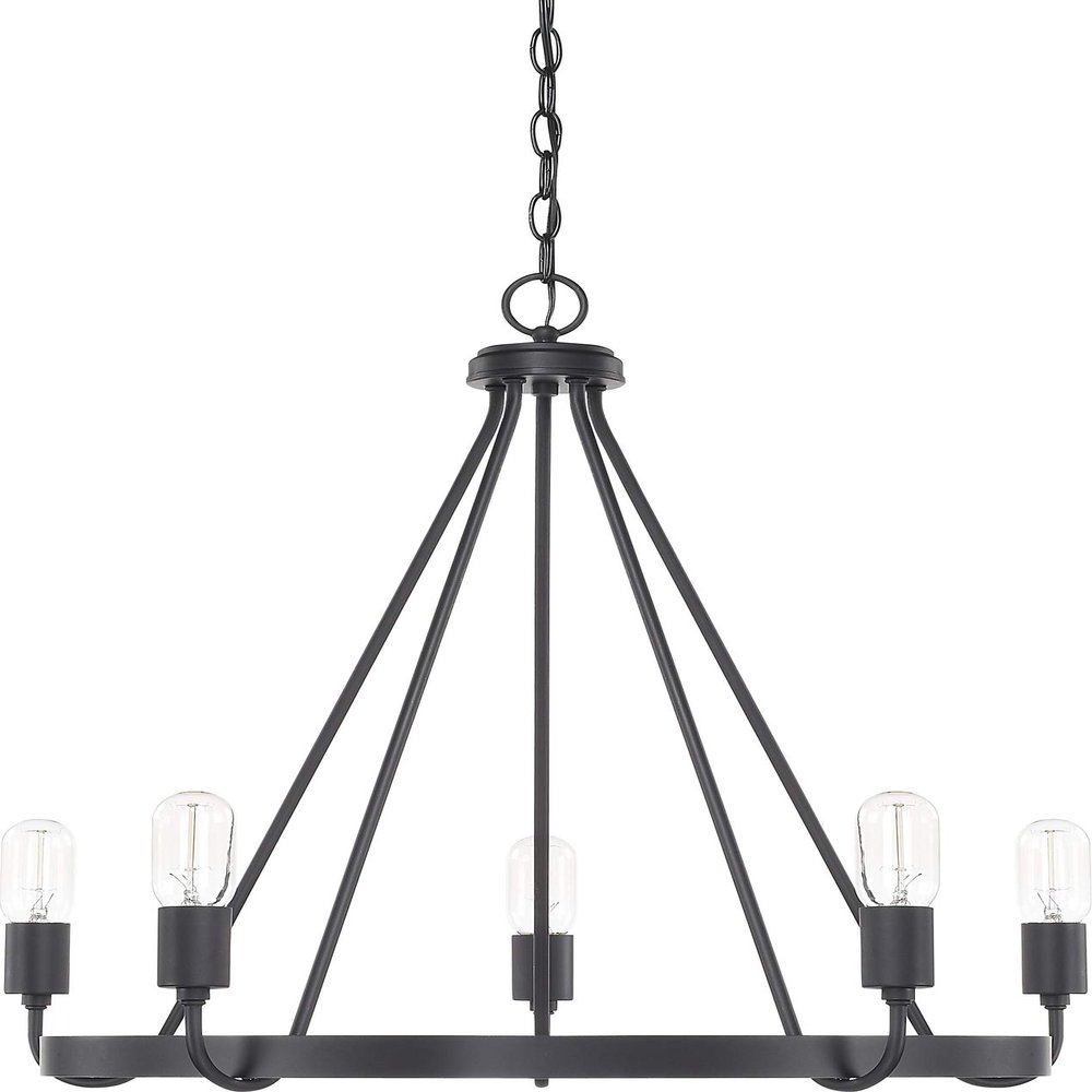 HomePlace by Capital Lighting 420061MB Tanner Urban/Industrial Round Chandelier, 5-Light 500 Total Watts, 25" H x 27" W, Matte Black
