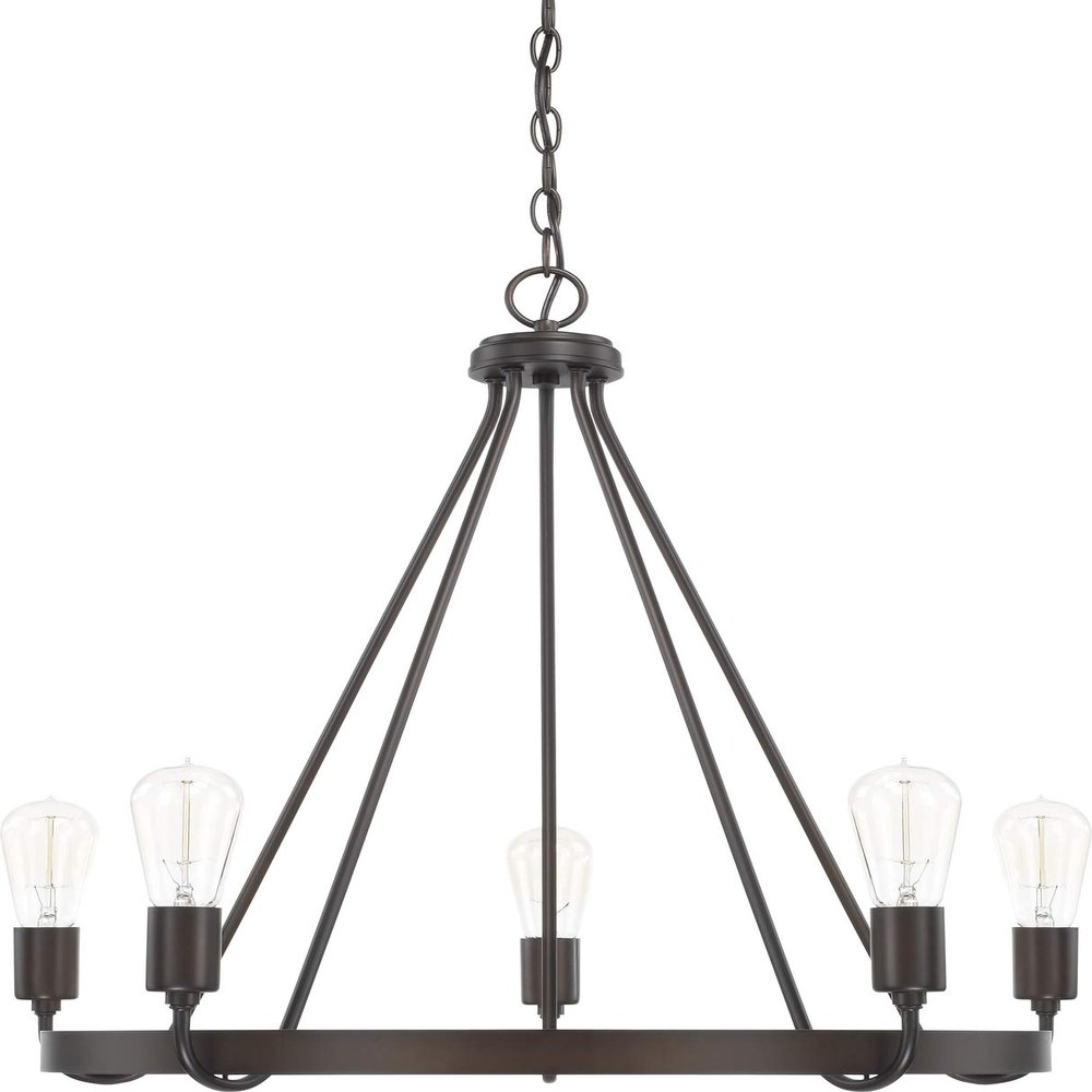 HomePlace Lighting 420061BZ Tanner Urban/Industrial Round Chandelier, 5-Light 500 Total Watts, 25" H x 27" W, Bronze
