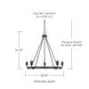 HomePlace Lighting 420061BZ Tanner Urban/Industrial Round Chandelier, 5-Light 500 Total Watts, 25" H x 27" W, Bronze view 3