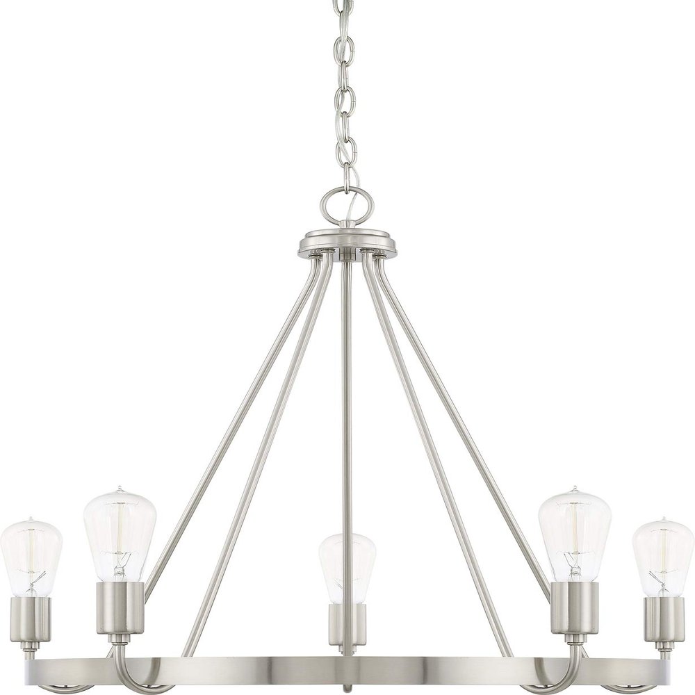 HomePlace by Capital Lighting 420061BN Tanner Urban/Industrial Round Chandelier, 5-Light 500 Total Watts, 25" H x 27" W, Brushed Nickel