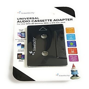 Travelocity Black Audio Cassette Adapter 3.5mm for iPhone, Mp3, iPod,
