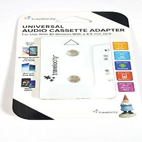 Travelocity White Audio Cassette Adapter 3.5mm for iPhone, Mp3, iPod,