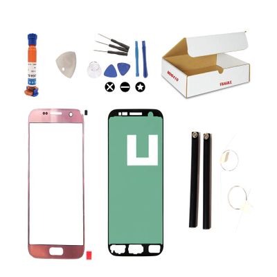 md0410 Screen Repair Kit Replacement Compatible with Samsung Galaxy S7 G930 - Front Outer Lens Glass (Pink Rose Gold)