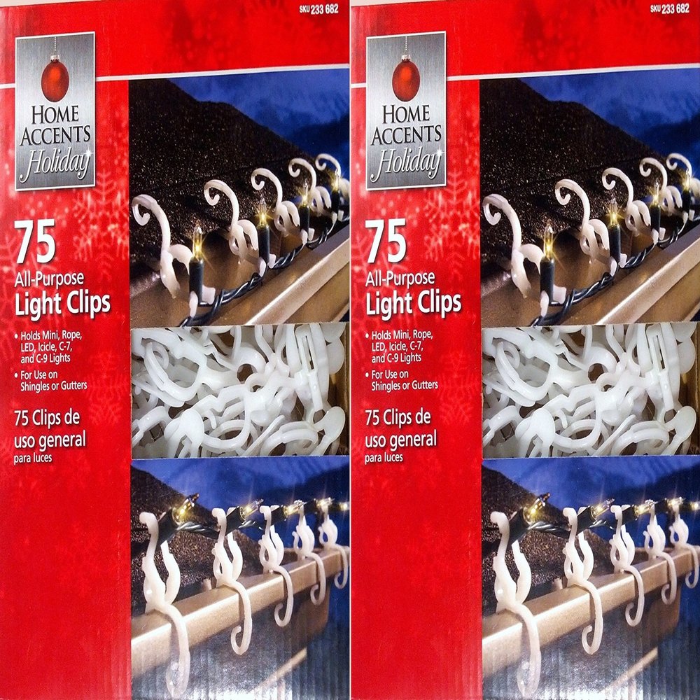 Home Accents Holiday All-Purpose, Shutter, Gutter Light Clips 2 Pack (150 Clips)