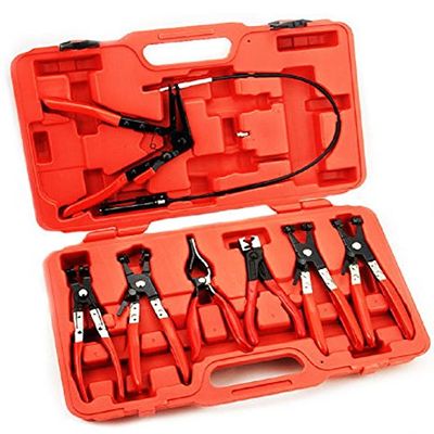 NEW 7 PCS MECHANIC'S DELUXE HOSE CLAMP RING PLIERS TOOL KIT FLEXIBLE CABLE PLIER
