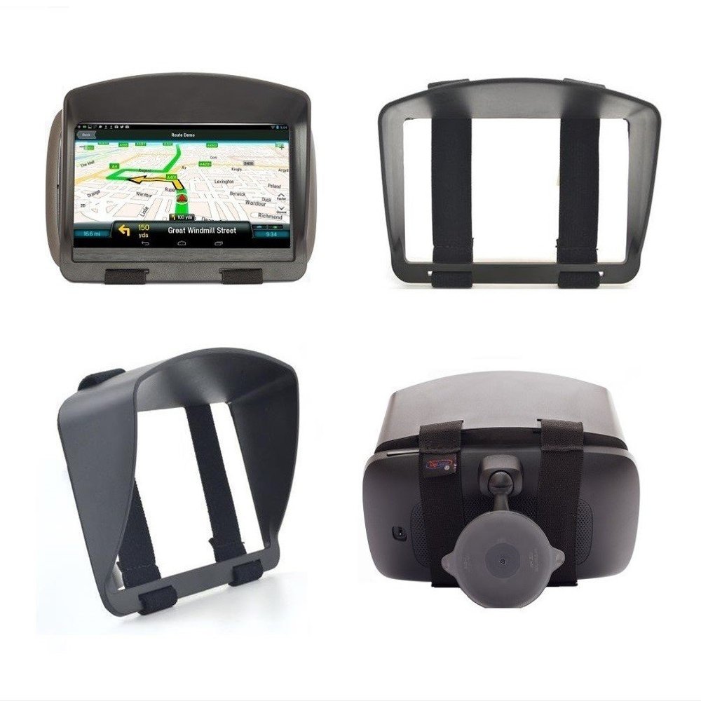 DigiCharge 6-Inch GPS Sun Shade Visor with Strap Mount  Fits Garmin DriveSmart 66/60, Drive 61, 61LM, RV 660, Fleet 670/660, Tread, Zumo XT2/XT, Tomtom Go Comfort 6", Supreme 6"  Anti-Glare Shield