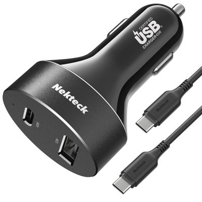 Nekteck 45W 2-Port USB-C Car Charger, PD 3.0 & QC 3.0 Fast Charging