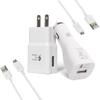 Sharko Adaptive Fast Charger Kit for Samsung Galaxy S7/S7 Edge/S6/Note5/4 /S3 (Wall Charger + Car Charger + 2 x Micro USB Cable) White (S7 Fast Charger Set) view 1