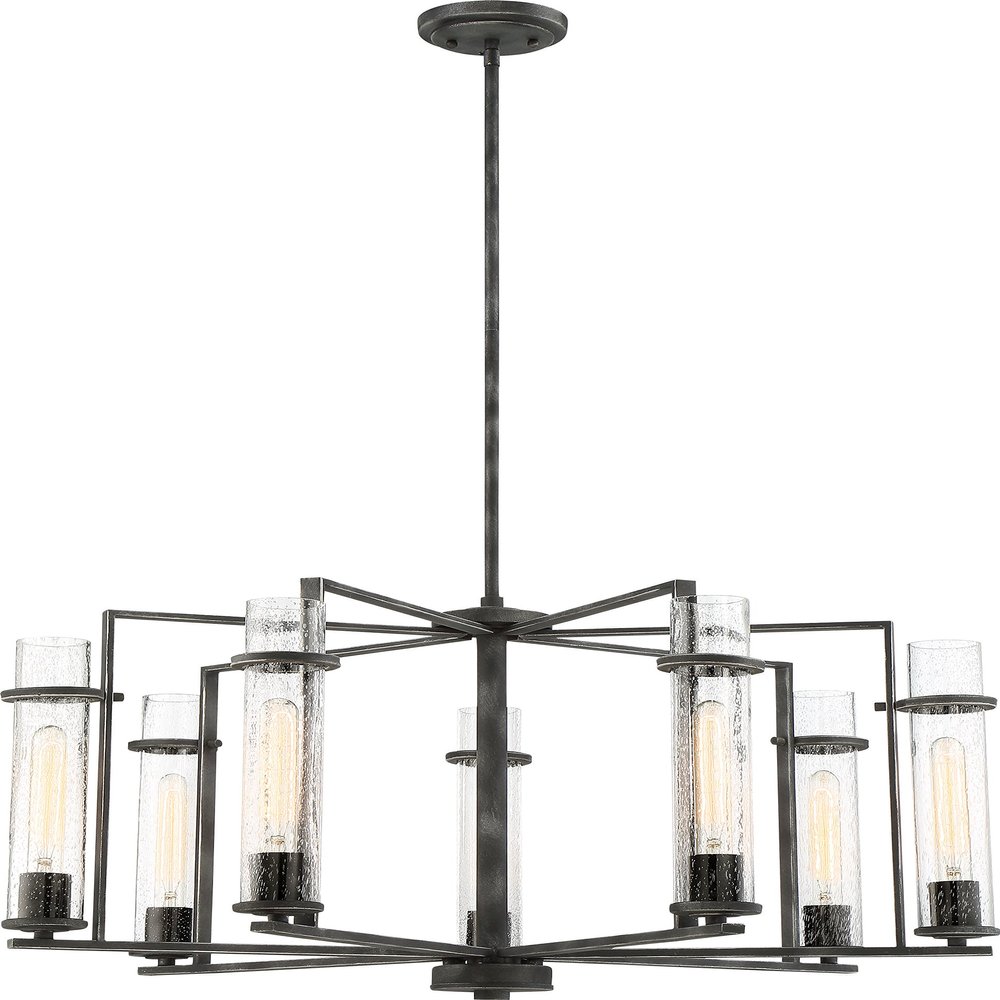 Nuvo Lighting 60/6387 Transitional Seven Light Chandelier from Donzi Collection in Black Finish