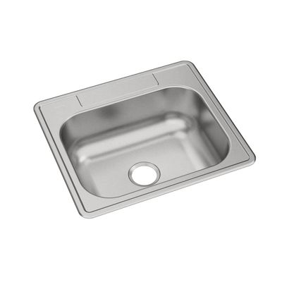Elkay DSE125220 20 Gauge Stainless Steel Single Bowl Top Mount Kitchen Sink, 25 x 22 x 8.0625"