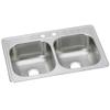 Dayton Stainless Steel 33" x 22" x 8-1/16", 2-Hole Equal Double Bowl Drop-in Sink view 3