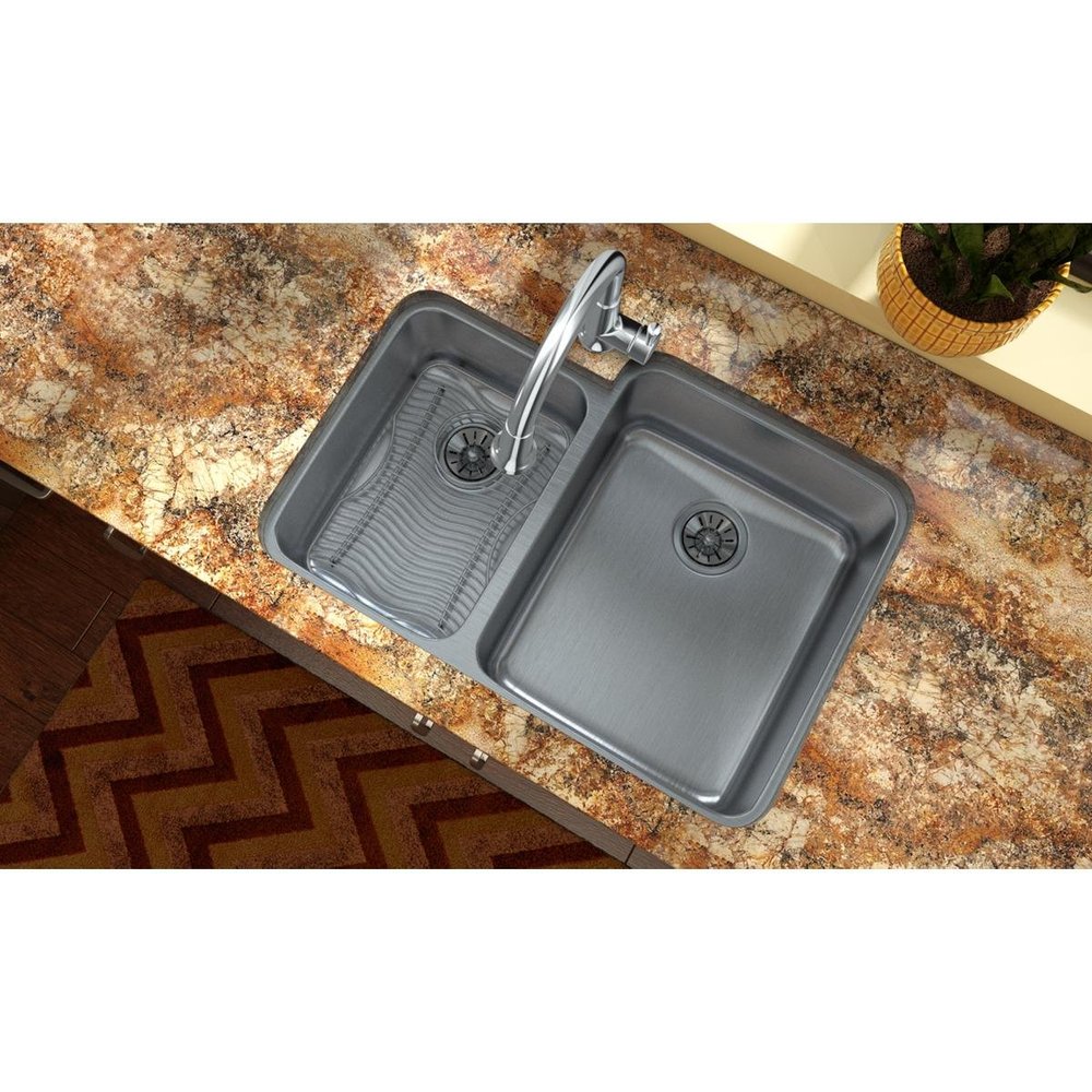 Elkay Lustertone Classic ELUH3121L Stainless Steel Offset 40/60 Double Bowl Undermount Sink