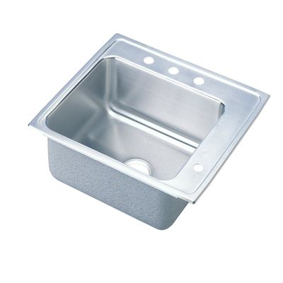 Elkay DRKAD252240R2 18 Gauge 25" x 22" x 4" Single Bowl Top Mount Sink- 2 Hole, Stainless Steel