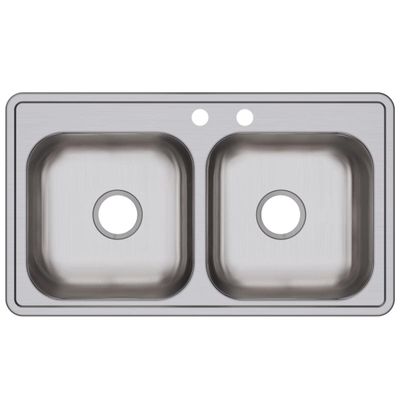 Elkay Dayton Stainless Steel 33" x 19" x 6-7/16", MR2-Hole Equal Double Bowl Drop-in Sink
