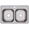 Dayton Stainless Steel 33" x 21-1/4" x 6-9/16", 1-Hole Equal Double Bowl Drop-in Sink view 1