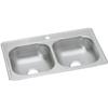 Dayton Stainless Steel 33" x 21-1/4" x 6-9/16", 1-Hole Equal Double Bowl Drop-in Sink view 3