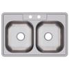 Dayton Stainless Steel 33" x 22" x 7-1/16", 2-Hole Equal Double Bowl Drop-in Sink view 1