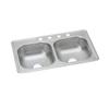 Dayton Stainless Steel 33" x 22" x 7-1/16", 2-Hole Equal Double Bowl Drop-in Sink view 3