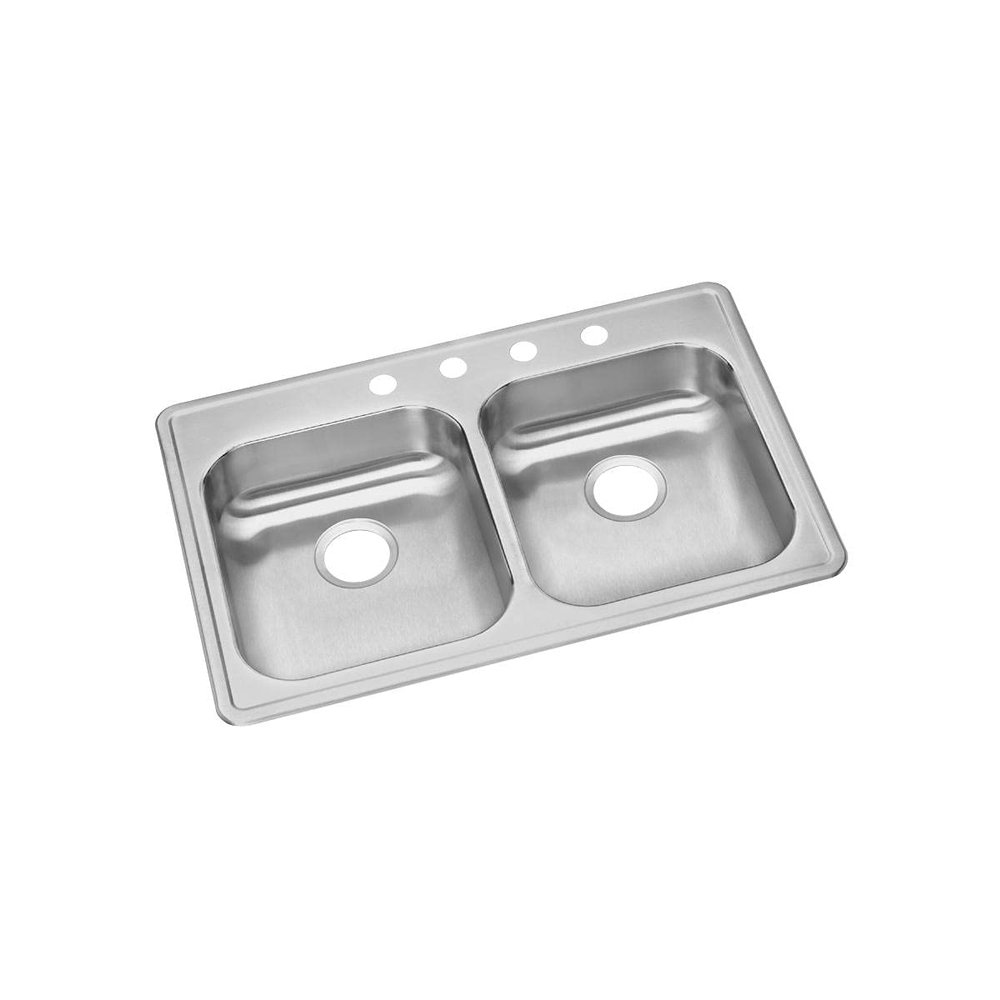 Elkay GE233223 Dayton Equal Double Bowl Drop-in Stainless Steel Sink, Silver