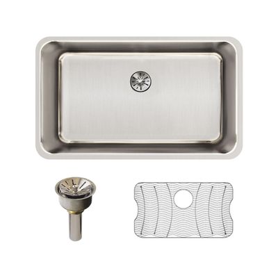 Elkay ELUH281610PDBG Lustertone Classic Single Bowl Undermount Stainless Steel Sink Kit with Perfect Drain, 36