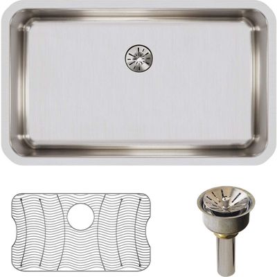 Elkay ELUH2816PDBG Lustertone Classic Single Bowl Undermount Stainless Steel Sink Kit with Perfect Drain