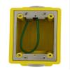 Leviton FDBX1-Y FD Box, Single-Gang, 26.0 Cubic Inch Capacity, 1-Inch NPT Openings, Includes Plugs and Stainless Steel Device Mounting Plate, Yellow view 1