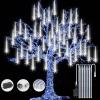 FYYZY Christmas Lights Meteor Shower Rain Light Falling Rain Lights with 8 Tubes 192 LEDs Waterproof Icicle Snow Fall String Lights for Party Tree Home Patio Outdoor Decoration(8 Tubes,White) view 1