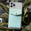 FRIFUN Card Holder for Back of Phone with snap Ultra-Slim Self Adhesive Wallet Stick on Cell Phone RFID Blocking Sleeve Covers Credit Cards and Cash(Mint) view 3