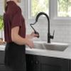 Delta Trinsic Matte Black Kitchen Faucet with Pull Down Sprayer, Modern Single Hole Kitchen Sink Faucet, Single Handle, Matte Black 9159-BL-DST view 2
