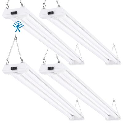 Sunco Motion Sensor 4ft LED Shop Light, Garage Lights Ceiling LED Plug in Fixtures, 40W, 5000K Daylight, Frosted, Motion Activated, Linkable Suspension Mount, ETL 4 Pack