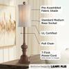 Regency Hill Bertie Traditional Natural Cottage Buffet Table Lamps 28" Tall Skinny Set of 2 Warm Brown Wood Tone Fabric Drum Shade Decor for Living Room Bedroom House Bedside Nightstand Home view 3