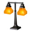 Meyda Tiffany 111803 20"H Bungalow Frosted Amber 2 Arm Desk Lamp view 1