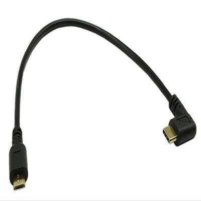 zdyCGTime 10 Inchs Gold Plated USB 2.0 Micro Male to USB Type C Male Right Angle Sync and Charge Converter Adapter Cable Cord1Pack
