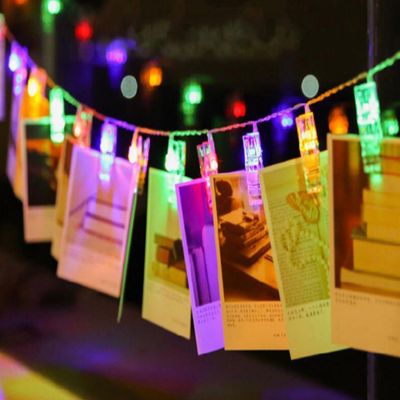 JKLcom Photo String Lights, 40 LED Photo Clips String Lights Colorful Christmas Indoor Lights Starry light Wall Light Decoration for Indoor ,Wedding ,Party ,Christmas ,Home (5M/16ft,40LEDs,Colorful)