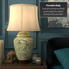 Red Lantern 25" Jade Green Birds and Flowers Lamp view 3