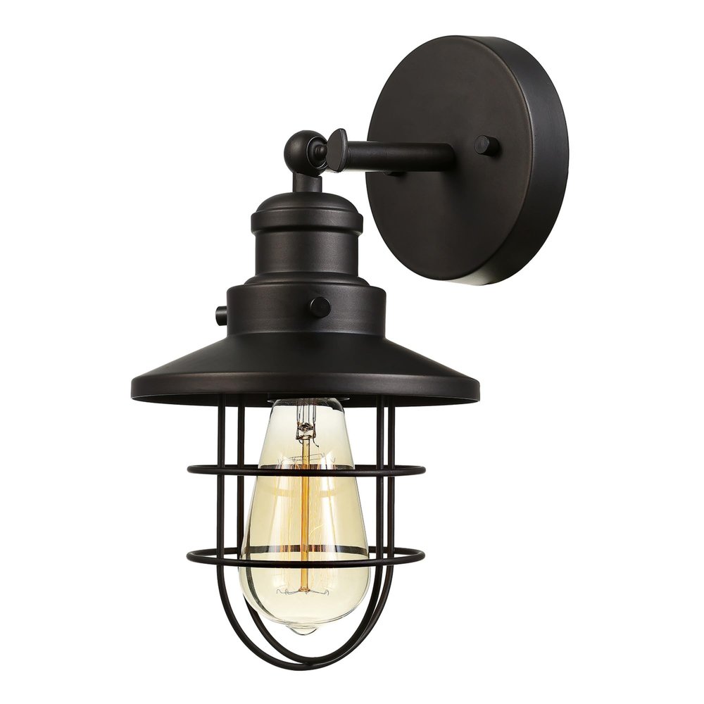 GLOBE Electric 59123 1-Light Wall Sconce, Dark Bronze, Removable Cage Shade, Wall Lighting, Wall Lamp Dimmable, Wall Lights for Bedroom, Kitchen Sconces Wall Lighting, Home Dcor, Bulb Not Included