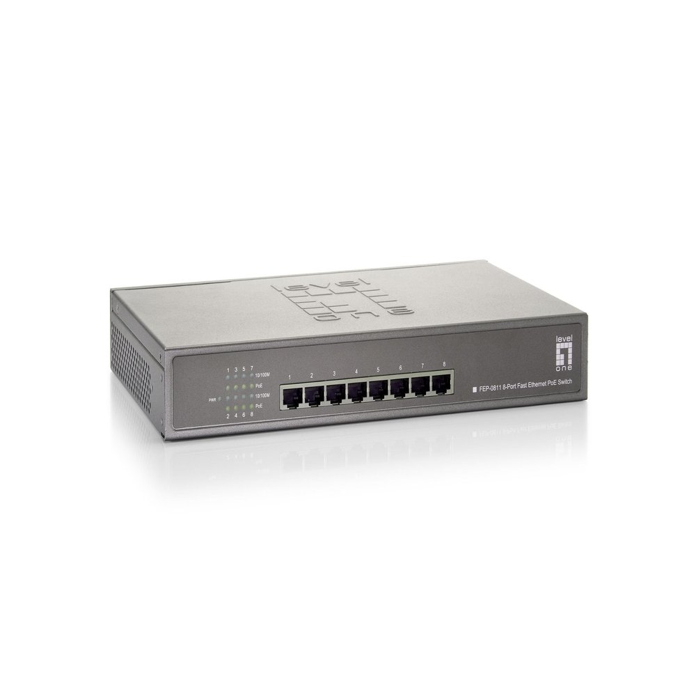 LevelOne FEP-0811 8-Port PoE 10/100 Desktop Switch