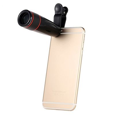 12X Zoom Phone Universal Telephoto Camera Lens with Clip Phone Lens Black